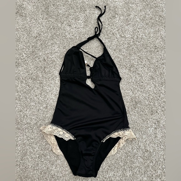 Shay Todd Swim One Piece - Lace Swimwear, (Black/White, Large) Made in USA -RARE - Picture 15 of 16